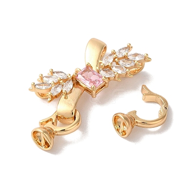 Brass Micro Pave Cubic Zirconia Fold Over Clasps KK-B098-09G-02-1