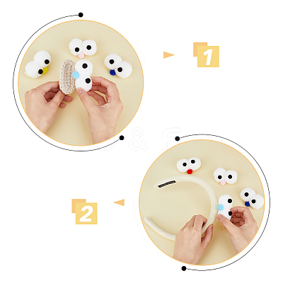 36Pcs 6 Colors DIY Craft Cartoon Movable Eye High-elastic Pom Pom Ball DIY-FH0005-60-1