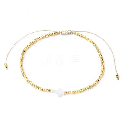 Natural Pearl & Seed Braided Bead Bracelets BJEW-JB09722-05-1