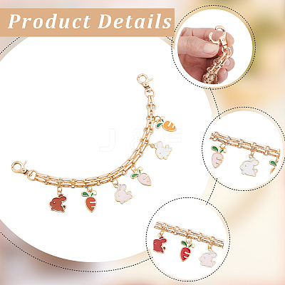 2Pcs Alloy Enamel Carrot Rabbit Tassel Iron Chain Bag Decorative Chains AJEW-BBC0001-07-1
