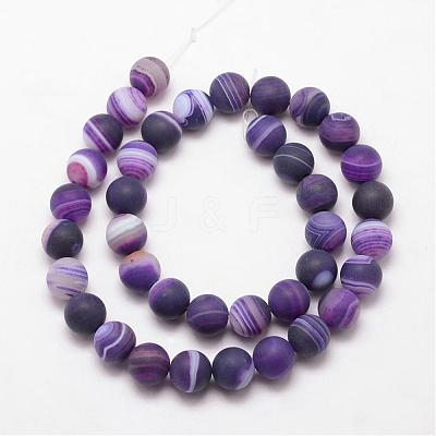 Natural Striped Agate/Banded Agate Bead Strands G-K166-12-10mm-02-1