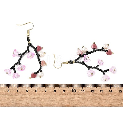 Glass Seed Bead Dangle Earrings EJEW-MZ00770-1