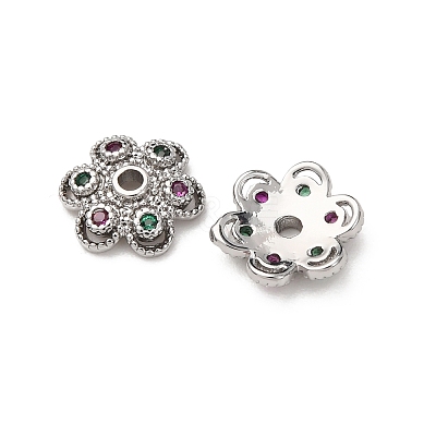 Brass Cubic Zirconia Bead Caps ZIRC-L105-03B-P-1