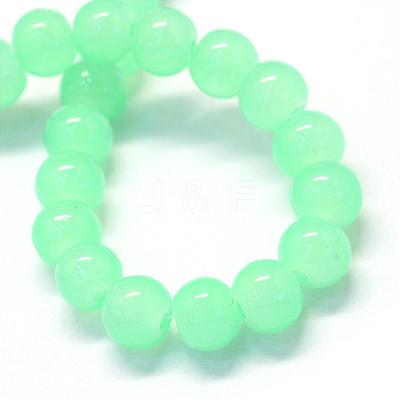 Baking Paint Imitation Jade Glass Round Bead Strands DGLA-Q021-10mm-22-1