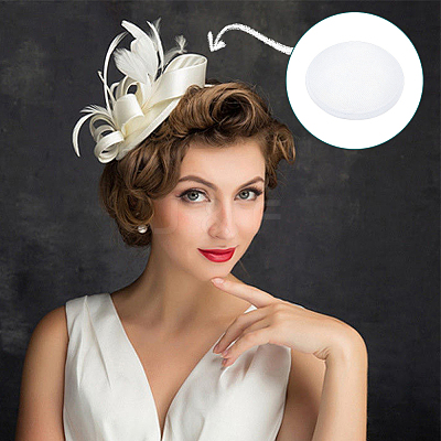 Imitation Hemp Round Fascinator Hat Base for Millinery LS-AJEW-WH0472-45A-04-1
