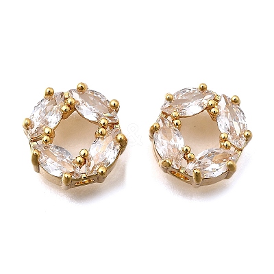 Brass Micro Pave Cubic Zirconia Beads KK-F913-02G-01-1