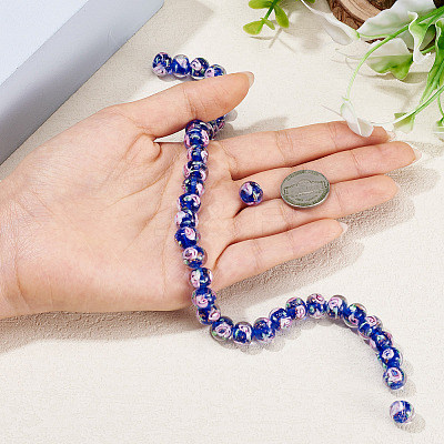 1 Strand Handmade Lampwork Inner Flower Rondelle Beads Strands LAMP-TA0002-72D-1