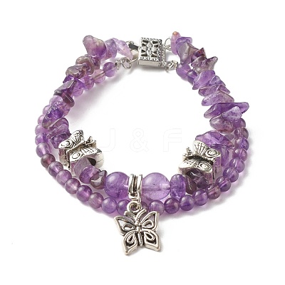 Mixed Stone Chip Beads Reiki Healing Multi-strand Bracelet BJEW-JB07052-M-1