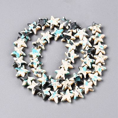 Spray Painted Synthetic Turquoise Beads Strands UNKW-T001-11H-1