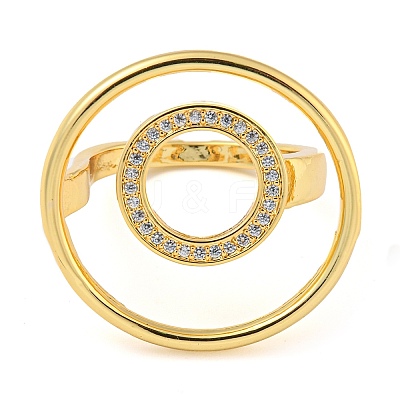 Brass Micro Pave Cubic Zirconia Finger Ring RJEW-C069-06G-1