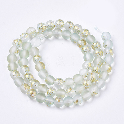 Frosted Spray Painted Glass Beads Strands X-GLAA-N035-03B-C09-1
