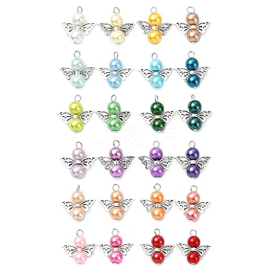 24Pcs 24 Colors Glass Pearl Pendants PALLOY-JF03066-1