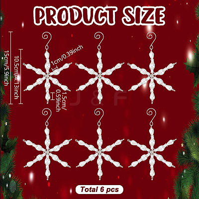 Snowflake Glass Pendant Decoration HJEW-GO00054-1
