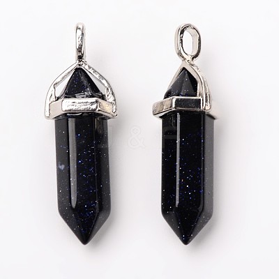 Bullet Synthetic Blue Goldstone Pointed Pendants X-G-F295-03H-1