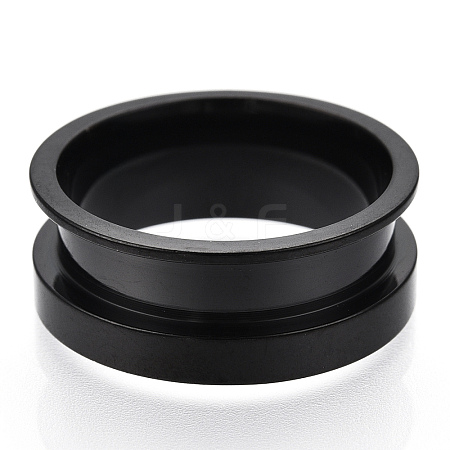 201 Stainless Steel Grooved Finger Ring Settings STAS-TAC0007-01B-1