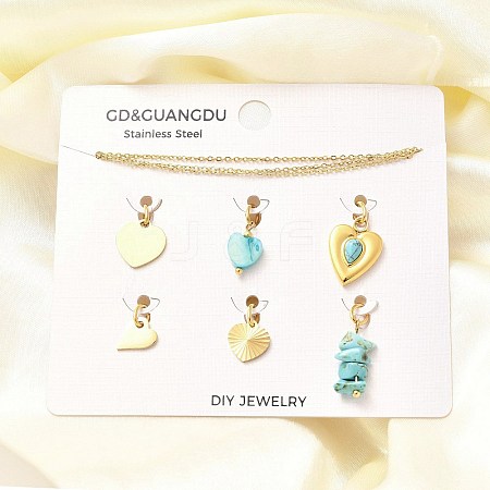 Synthetic Turquoise & Shell Heart Pendant & Necklaces & Bracelets Sets SJEW-Q002-04G-1