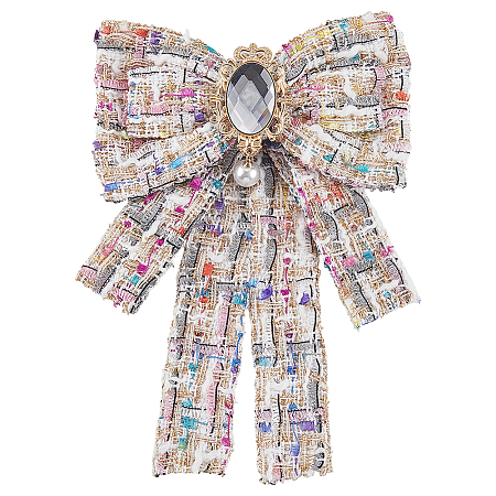 Bowknot Polyester Brooches for Backpack Clothes JEWB-WH20006-10A-1