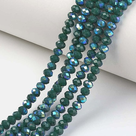 Electroplate Opaque Solid Color Glass Beads Strands EGLA-A044-P4mm-L12-1