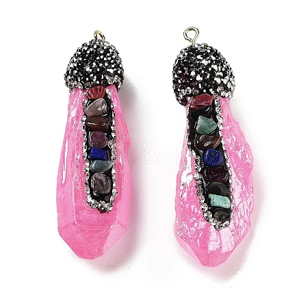 Electroplated Raw Rough Natural Quartz Crystal Big Pendants G-B077-04A-02-1