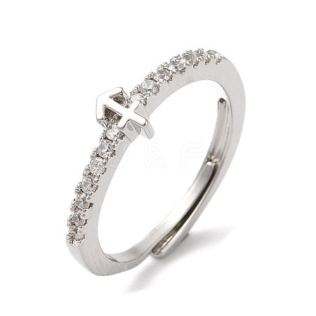Rack Plating Brass Clear Cubic Zirconia Constellation Adjustable Rings for Women RJEW-S407-08P-05-1