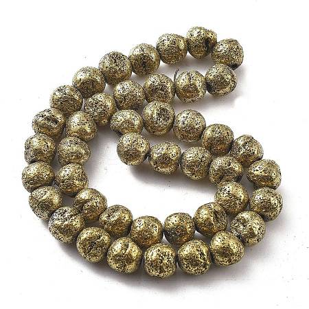 Electroplated Natural Lava Rock Beads Strands G-A251-D01-01D-1