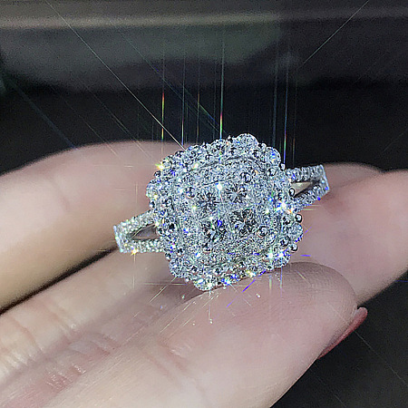 Brass Micro Pave Cubic Zirconia Finger Rings for Women FS-WG4C4EA-10-1