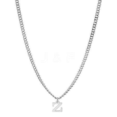 1Pc 304 Stainless Steel Letter Pendant Necklaces NJEW-LP0001-33Z-P-1