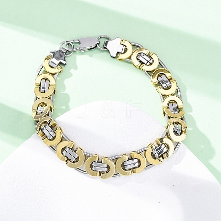 304 Stainless Steel Byzantine Chain Bracelets for Women Men BJEW-R018-22GP-02-1