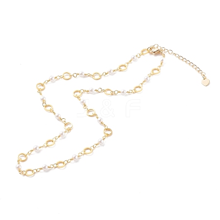 Brass Ring Link Chain Necklaces NJEW-JN03447-1