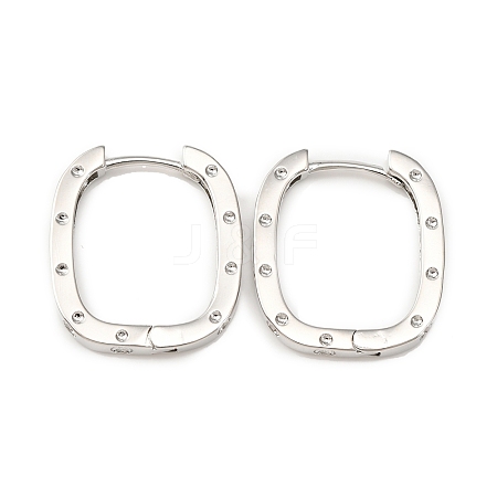 Brass Oval with Polka Dot Hoop Earrings for Woman EJEW-F314-02B-P-1