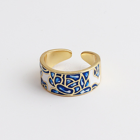 Retro Adjustable Alloy Cubic Zirconia and Enamel Cuff Rings FS-WG5A152-01-1