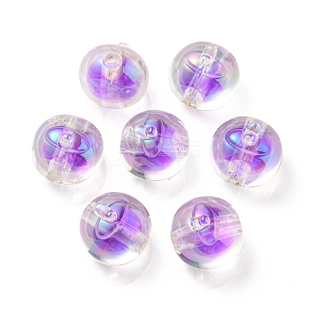 UV Plating Rainbow Iridescent Acrylic Beads OACR-A014-02B-1