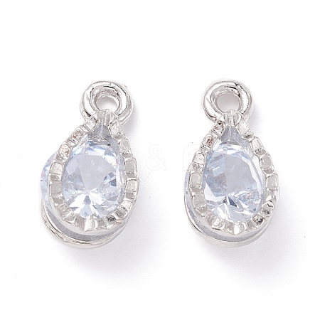 Alloy Clear Cubic Zirconia Charms ZIRC-A022-09P-1