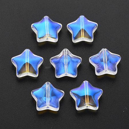 Electroplate Transparent Glass Beads GLAA-T022-25-B01-1