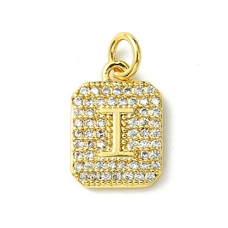 Rack Plating Brass Micro Pave Clear Cubic Zirconia Charms KK-G501-01I-G-1