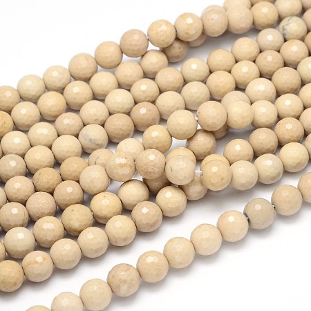 Natural Riverstone Round Bead Strands G-O094-10-6mm-1