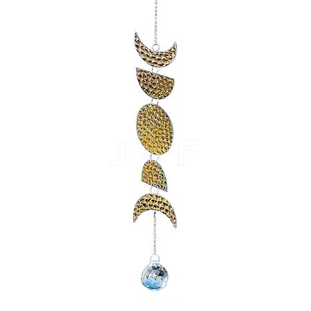 Moon Phase Theme Crystal Glass Sun Catcher Pendant PW-WG27FA6-01-1