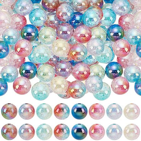 50Pcs UV Plating Iridescent Transparent Crackle Acrylic Beads MACR-SP0001-05-1