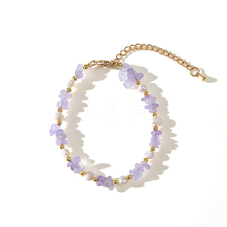 Brass & Natural Amethyst Beaded Bracelets for Women FS-WGFF989-02-1