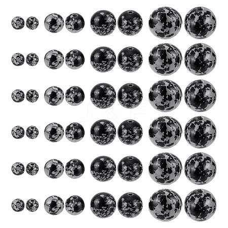 ARRICRAFT 179pcs 4 Sizes Synthetic Snowflake Obsidian Beads G-AR0005-39-1