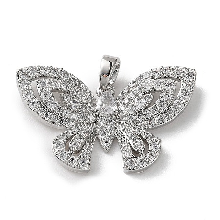 Brass Micro Pave Cubic Zirconia Pendants KK-P320-03A-P-1