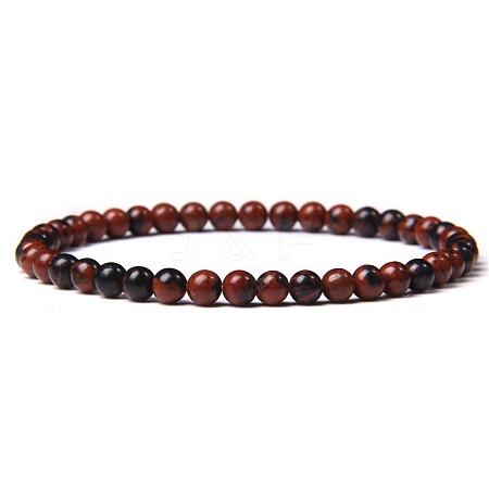 Natural Mahogany Obsidian Beads Stretch Bracelets SF0696-4-1