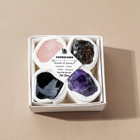 4Pcs 12 Zodiac Signs Series Natural Mixed Gemstone Decorations DJEW-B016-10-1