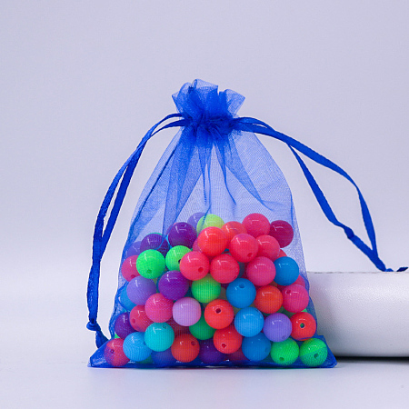 Rectangle Organza Drawstring Bags CON-PW0001-054C-02-1