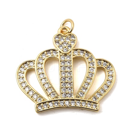 Brass Micro Pave Clear Cubic Zirconia Pendants KK-H267-034G-1