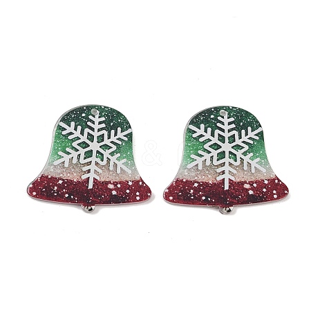 Christmas Themes Opaque Printed Acrylic Pendants OACR-B037-05-1