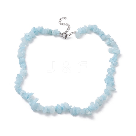 Natural White Jade Dyed Chips Beaded Necklaces NJEW-JN04275-07-1