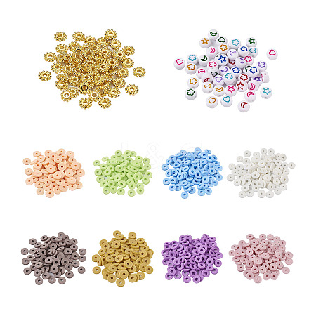 7790Pcs Flat Round Handmade Polymer Clay Beads CLAY-BT0001-01-1