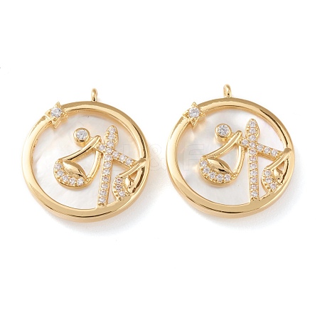 Real 18K Gold Plated Brass Micro Pave Clear Cubic Zirconia Pendants ZIRC-J039-14G-E-1