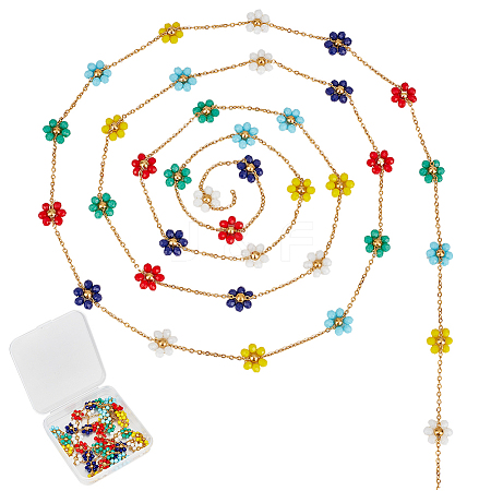 2M Flower Glass Beaded Chains CHS-SP0001-02A-1